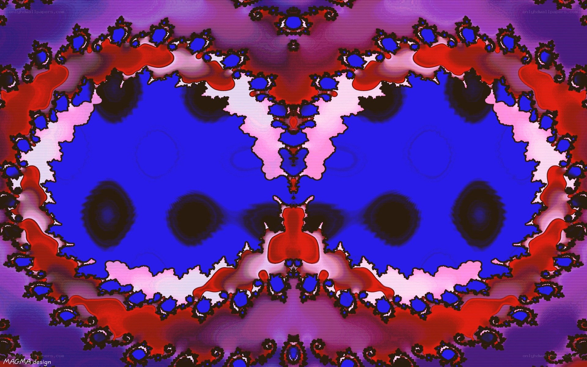fractal art with blue and red patterns