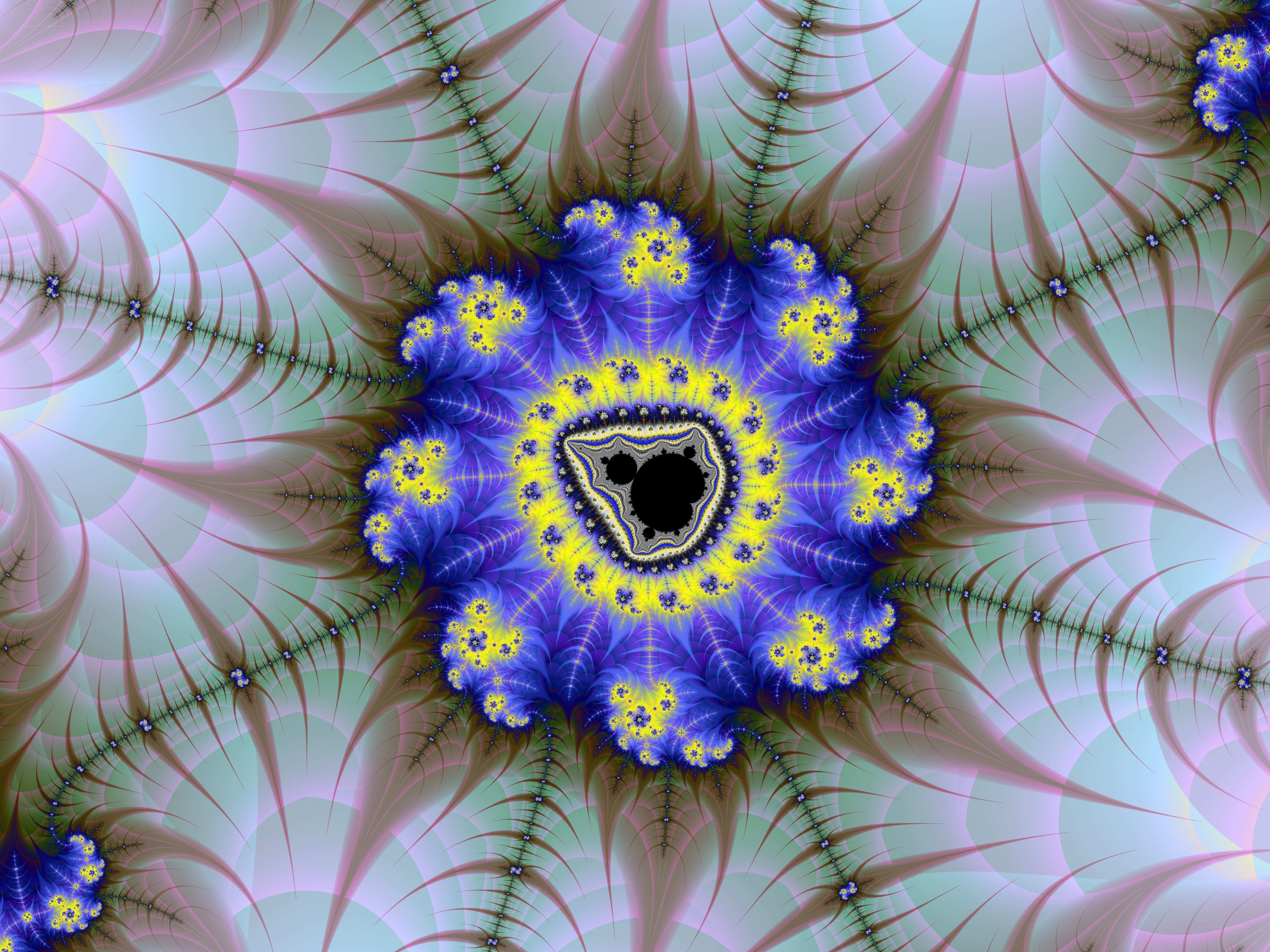 fractal art with blue and yellow patterns