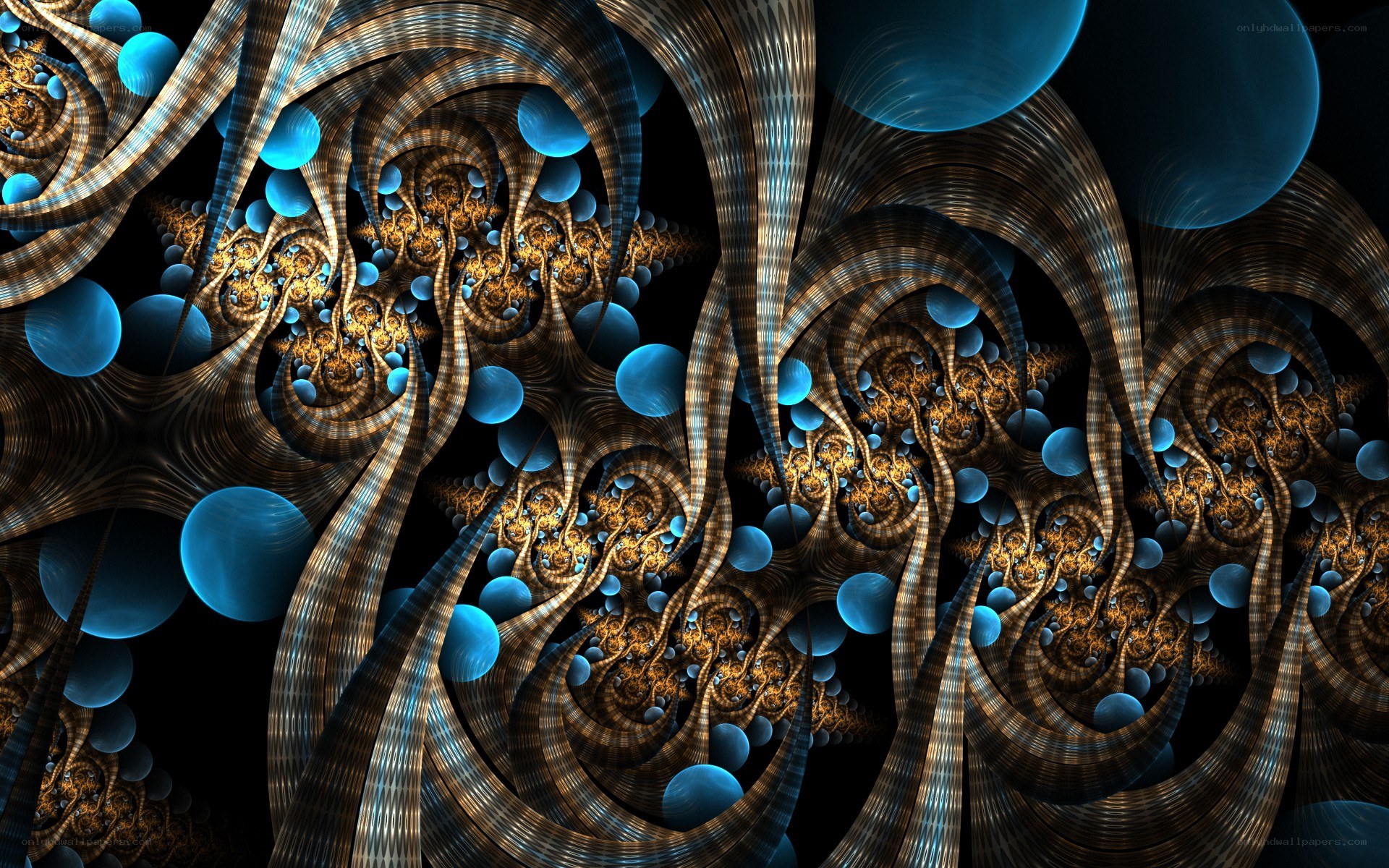 fractal art with blue spheres