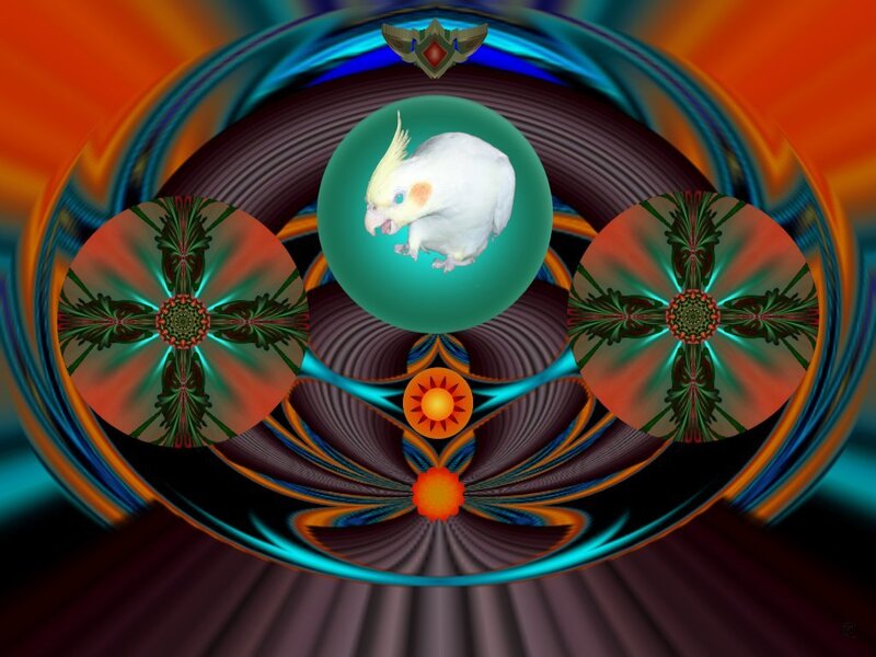 fractal art with cockatiel