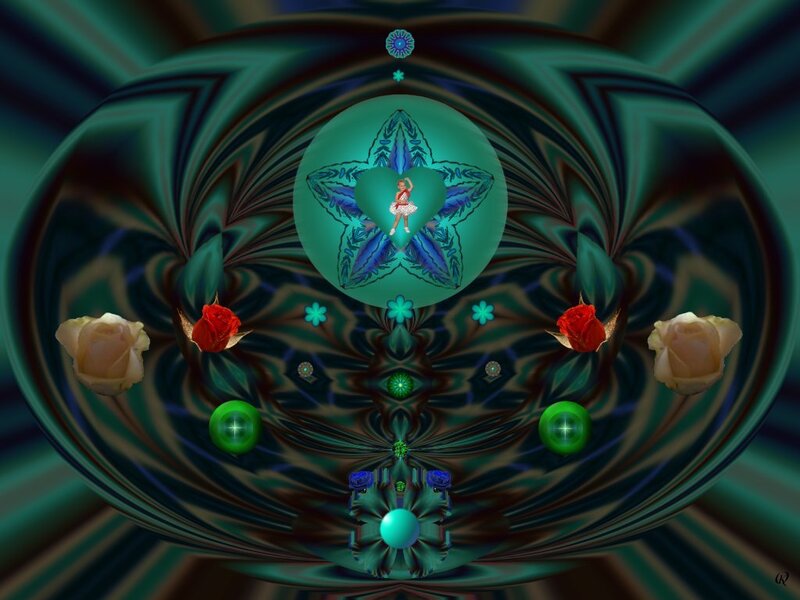 fractal art with dancer and flowers