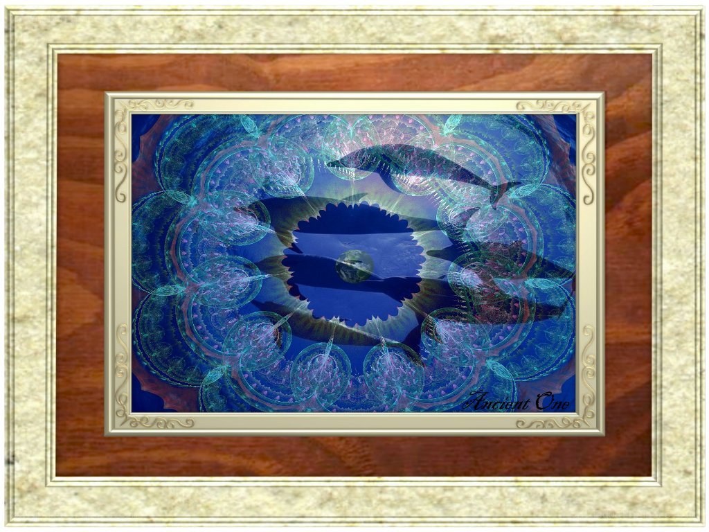 Fractal art with dolphins