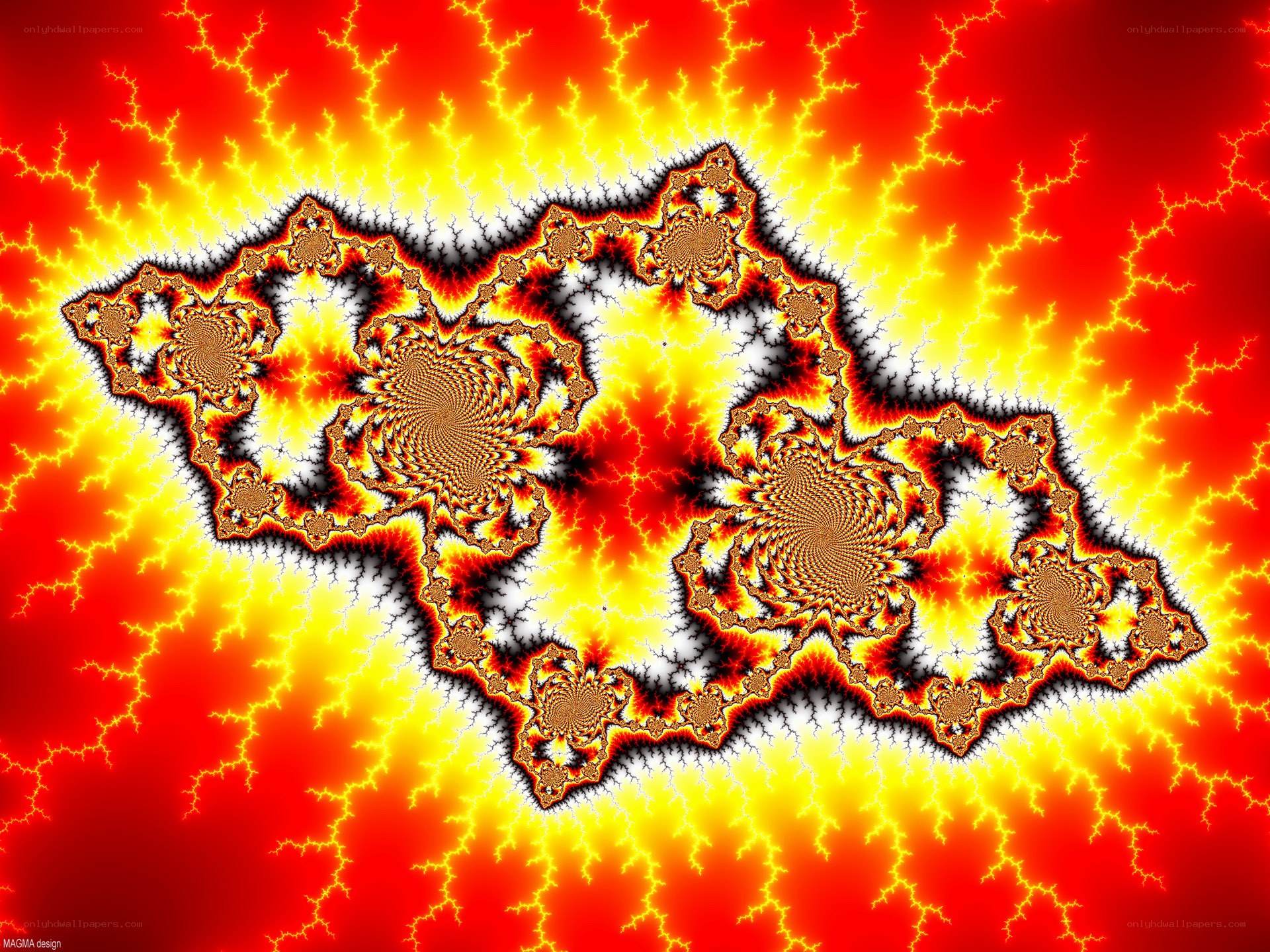 Fractal art with fiery patterns