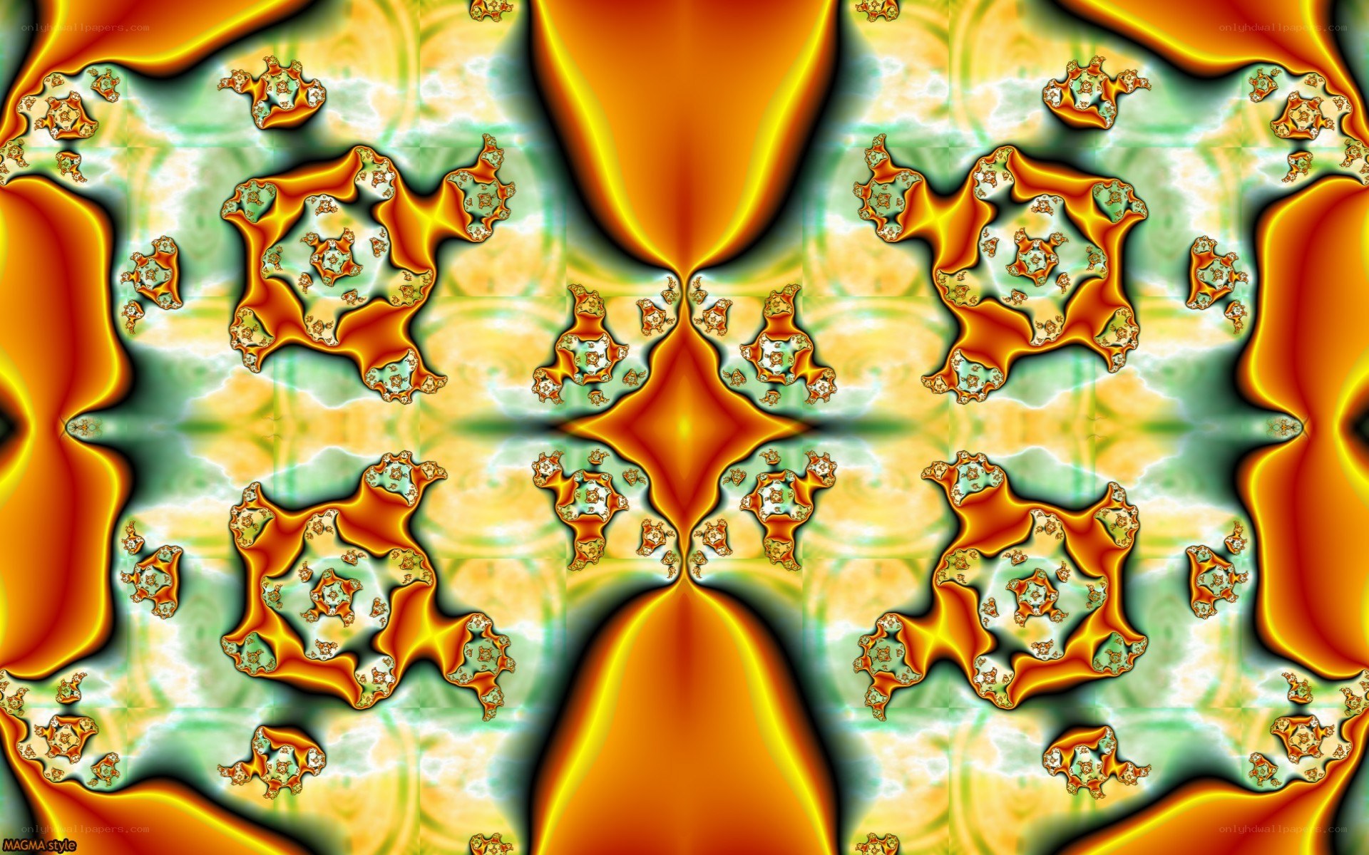 Fractal art with fiery patterns
