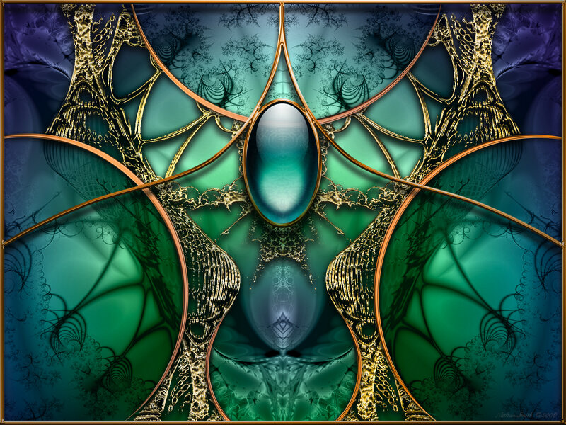 Fractal Art with Gemstone Center