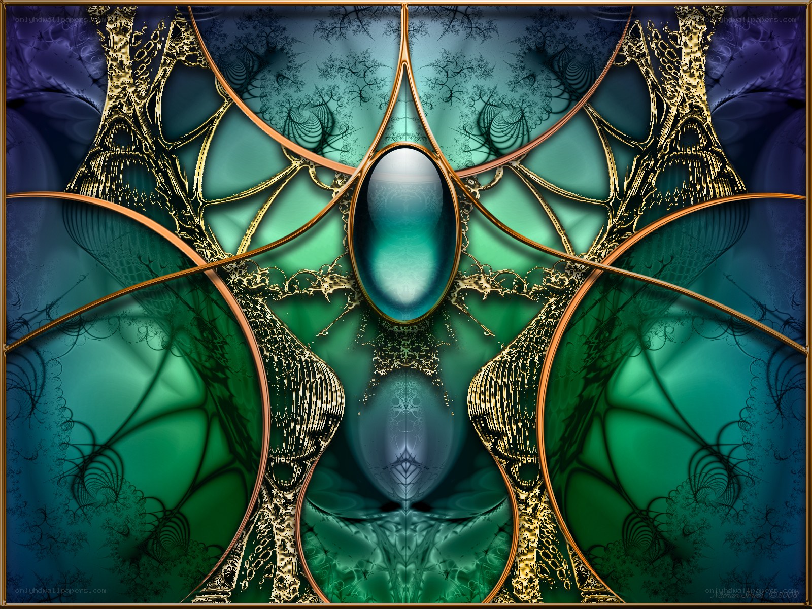 Fractal Art with Gemstone Center