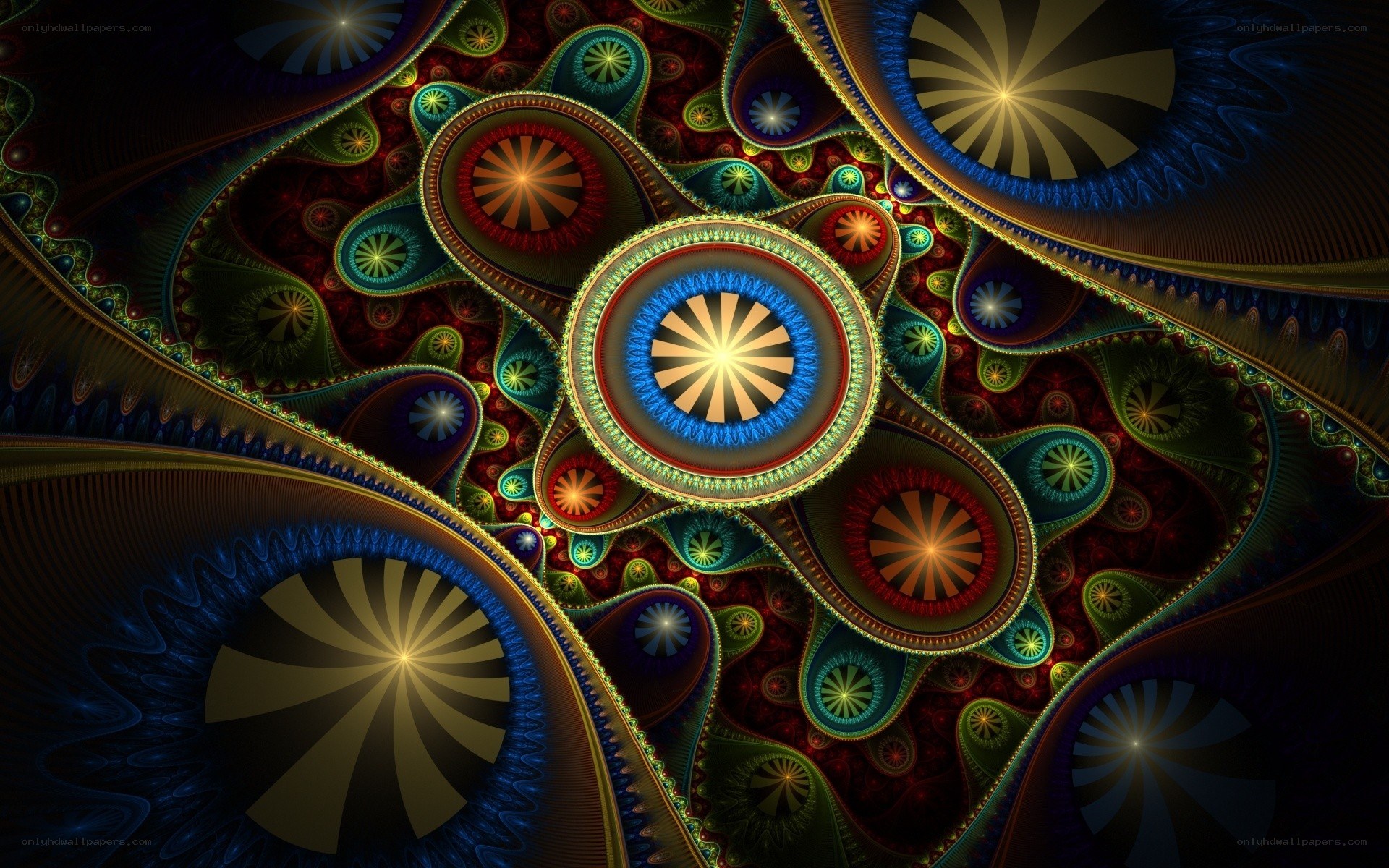 fractal art with glowing circles