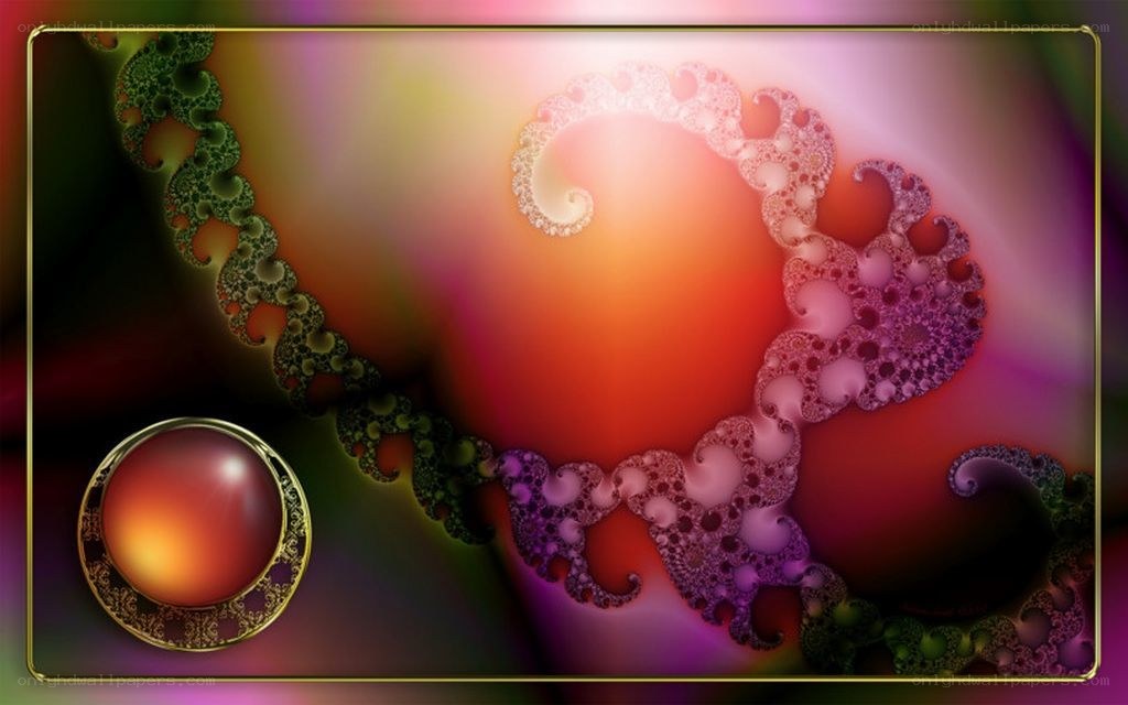 fractal art with glowing orb