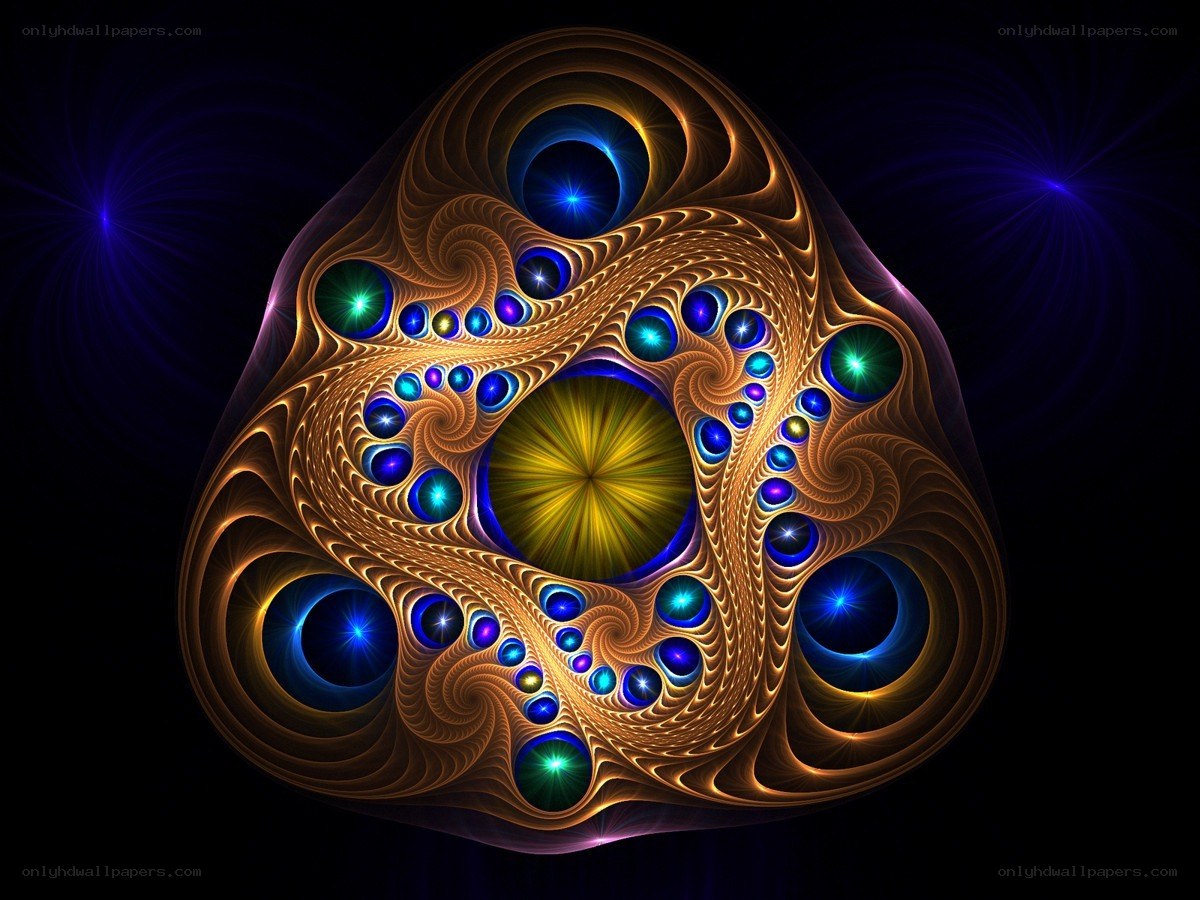 Fractal art with glowing orbs