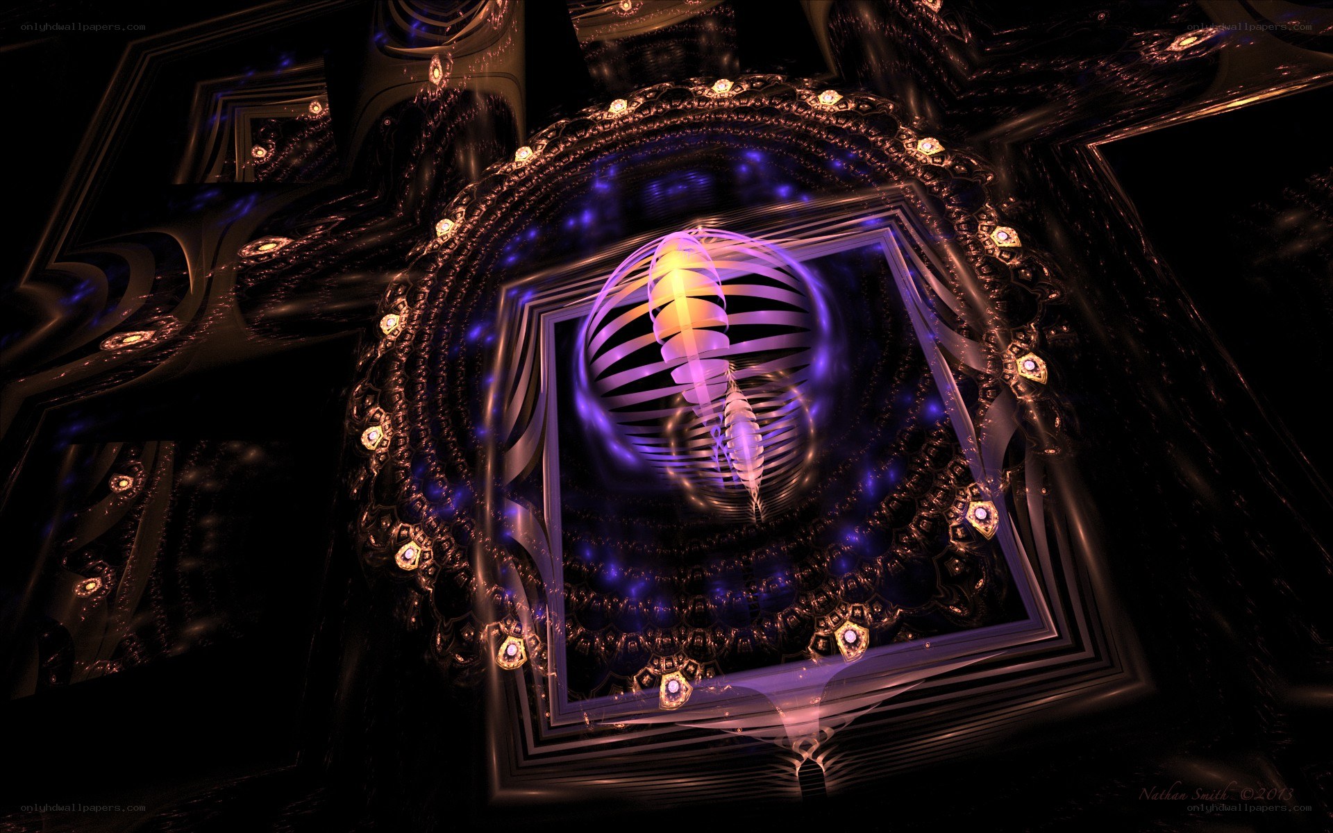 fractal art with glowing sphere