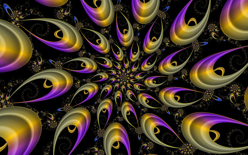 fractal art with golden and purple shapes