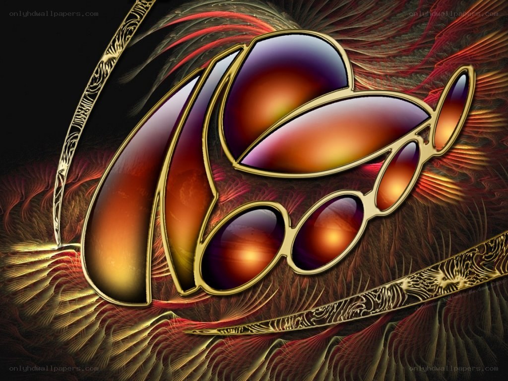 Fractal art with golden emblem