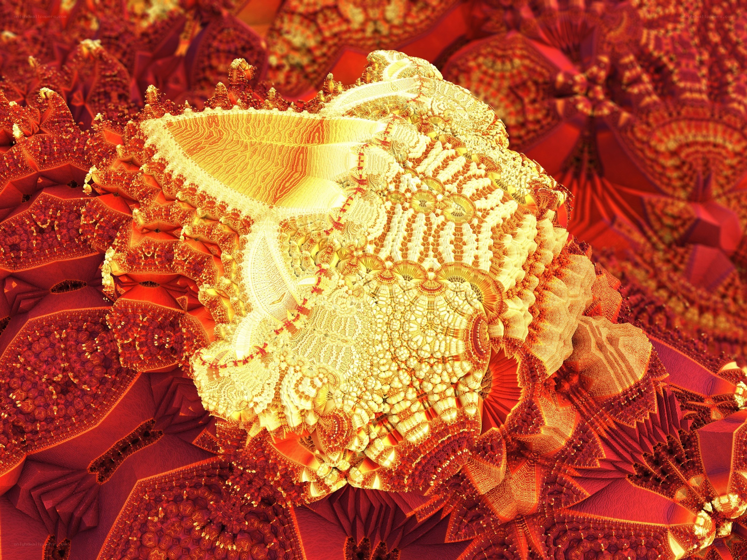 fractal art with golden patterns
