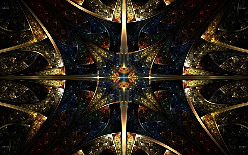 fractal art with golden patterns