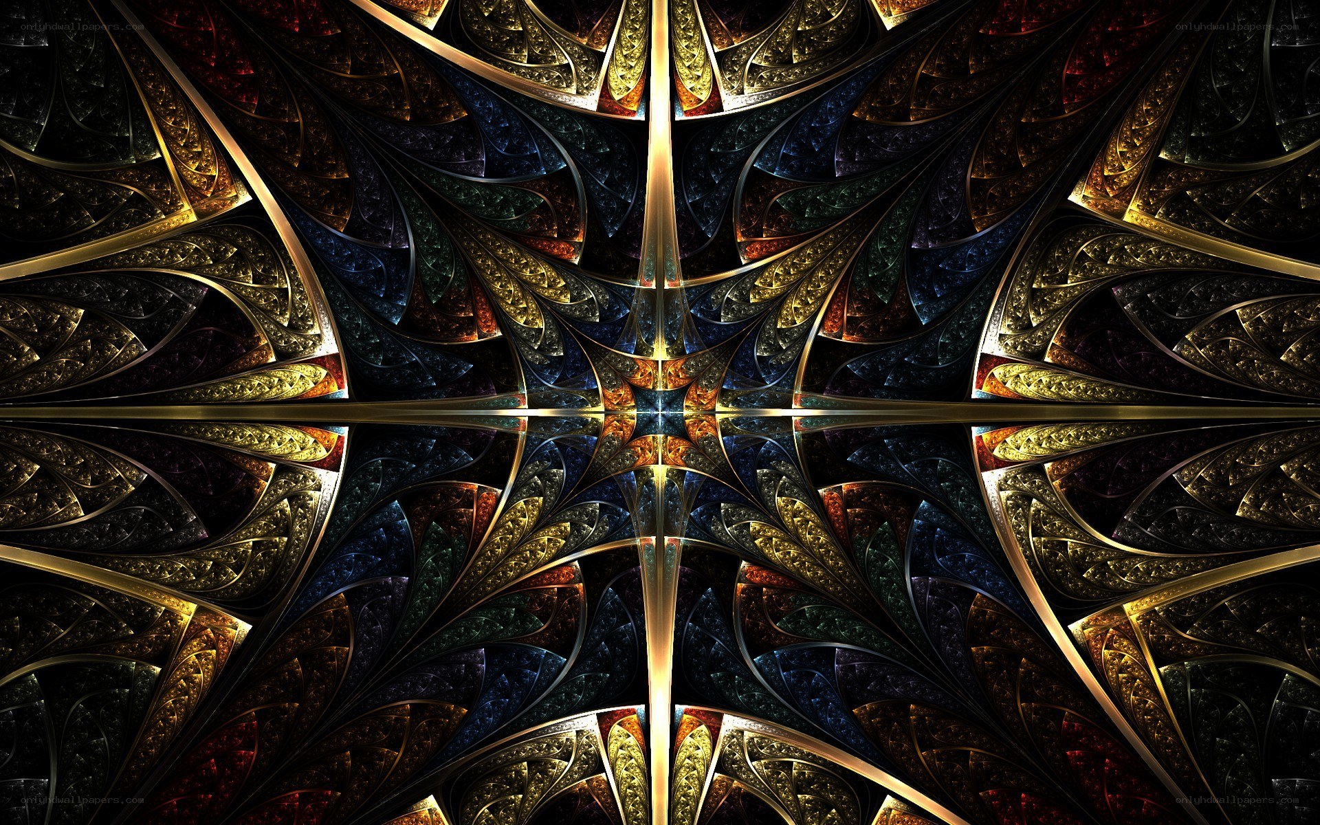 fractal art with golden patterns