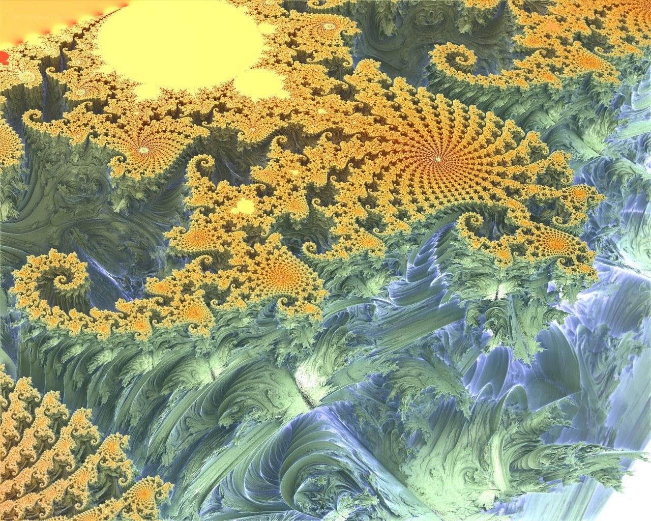 Fractal art with golden spirals