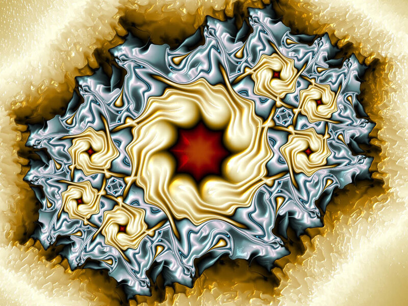 Fractal art with golden swirls