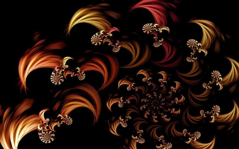 Fractal art with golden swirls