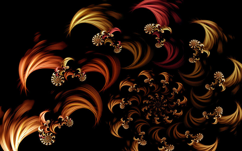 Fractal art with golden swirls