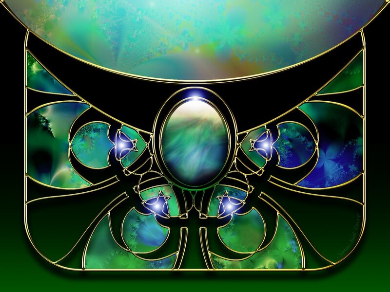 fractal art with green and gold design