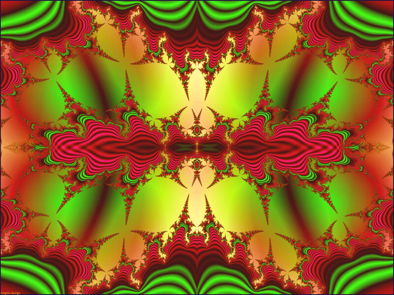 fractal art with green and red patterns