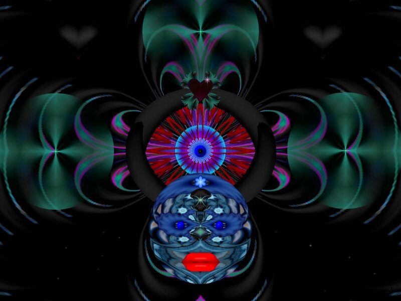 fractal art with heart and face