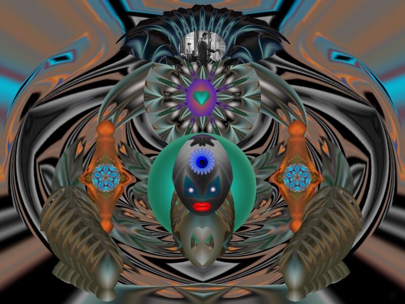 fractal art with heart and mask