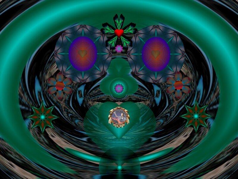 fractal art with heart symbols
