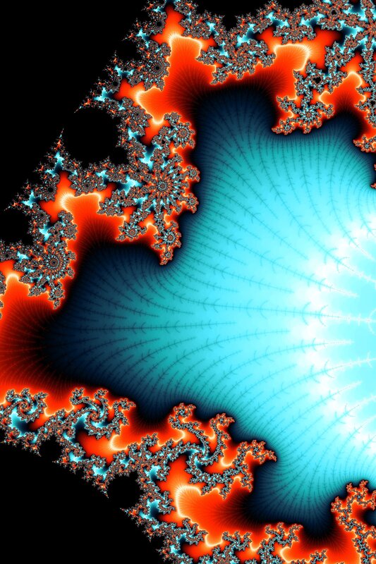 fractal art with orange and blue patterns