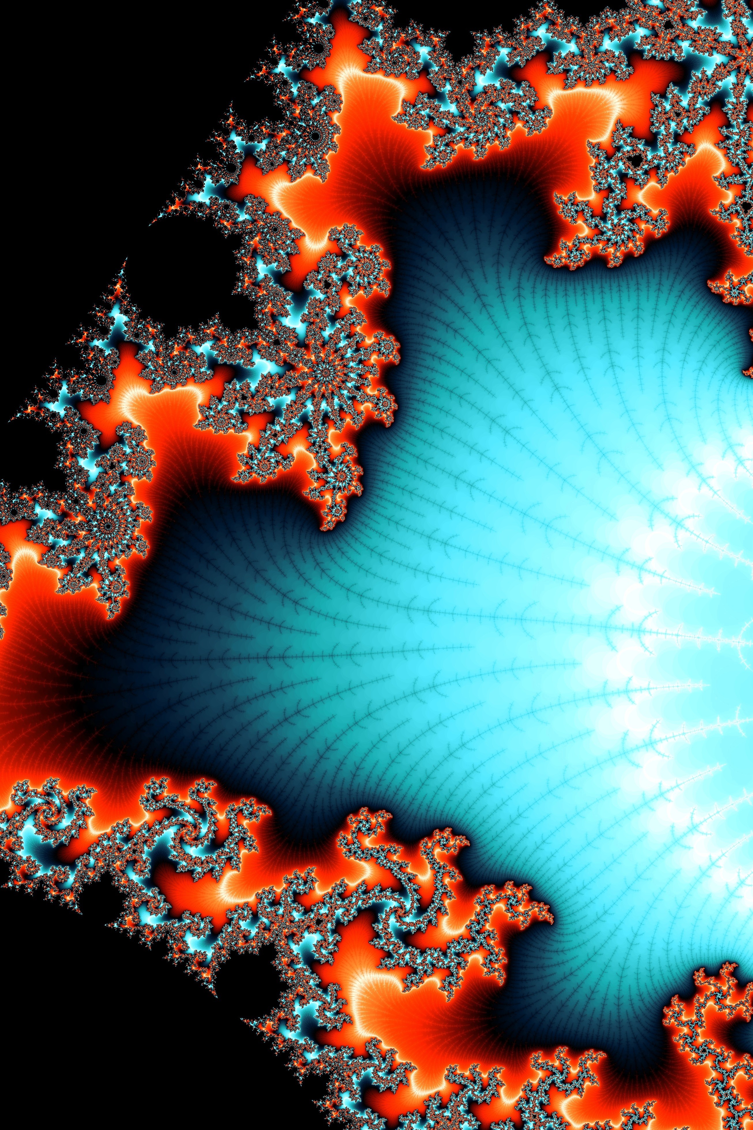 fractal art with orange and blue patterns