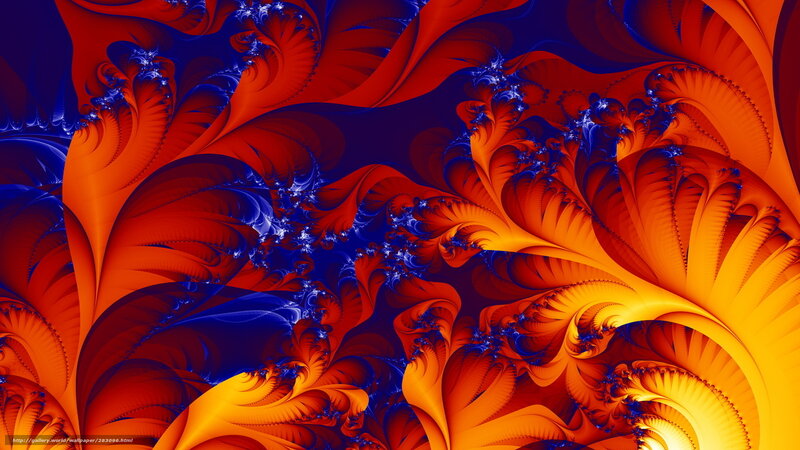 Fractal art with orange and blue swirls