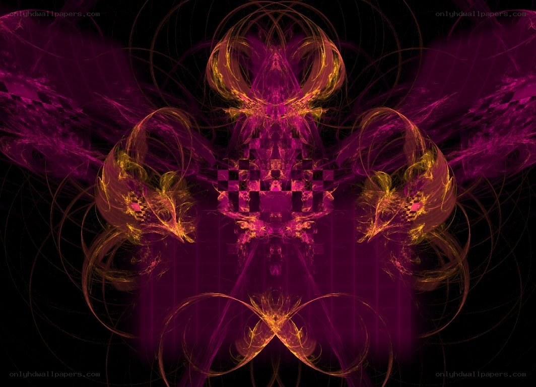 Fractal art with purple and gold patterns