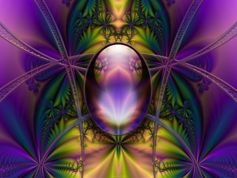 fractal art with purple and green patterns