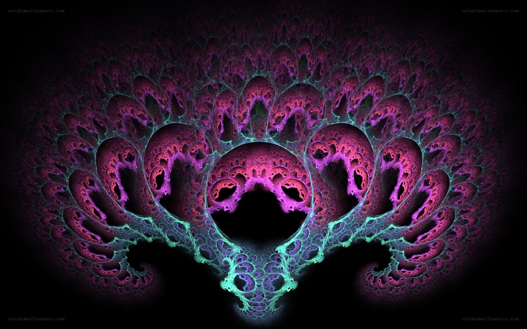 fractal art with purple and teal patterns