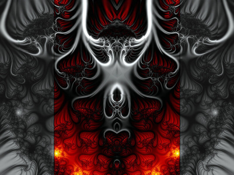 fractal art with red and black patterns