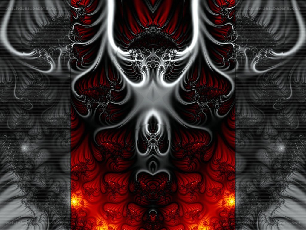fractal art with red and black patterns