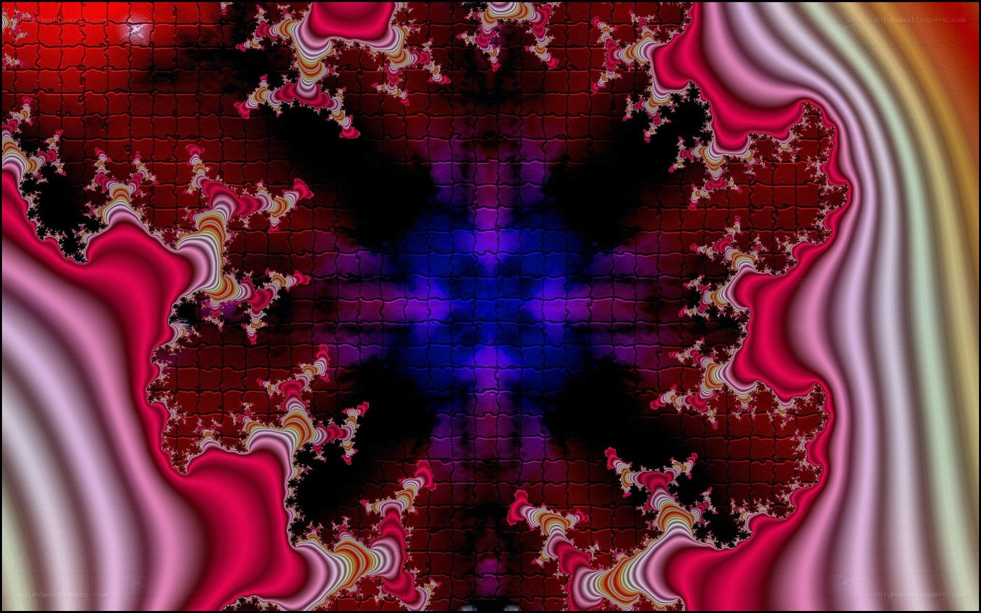 fractal art with red and blue patterns
