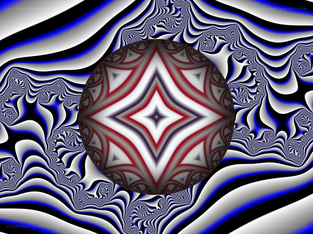fractal art with red and blue patterns