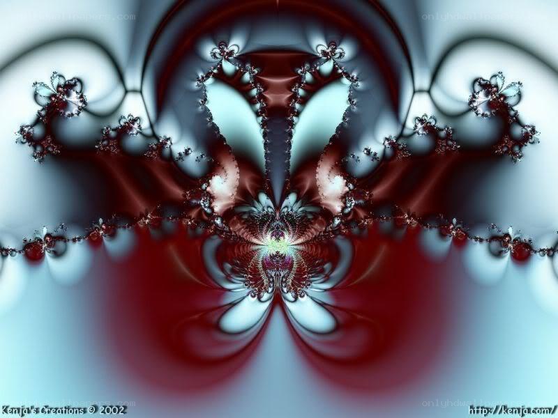 Fractal art with red and blue patterns