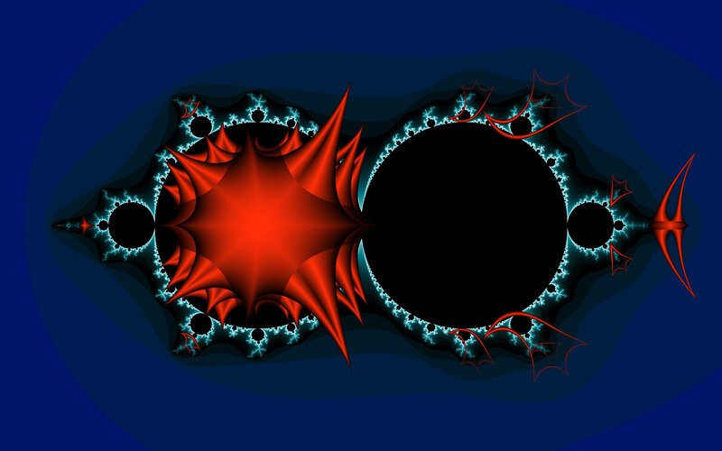 fractal art with red and blue patterns