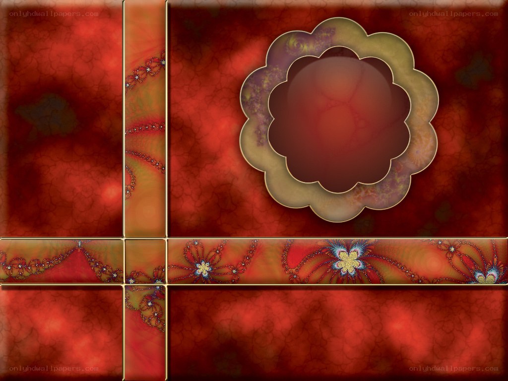 fractal art with red and gold patterns