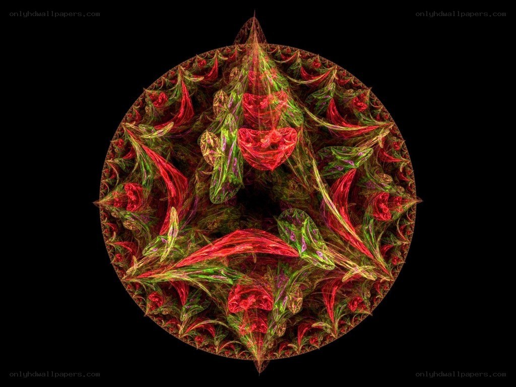 Fractal art with red and green patterns