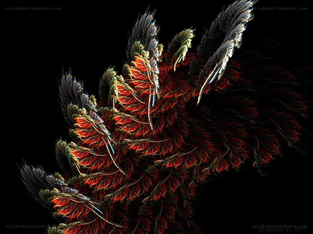 Fractal art with red and green patterns