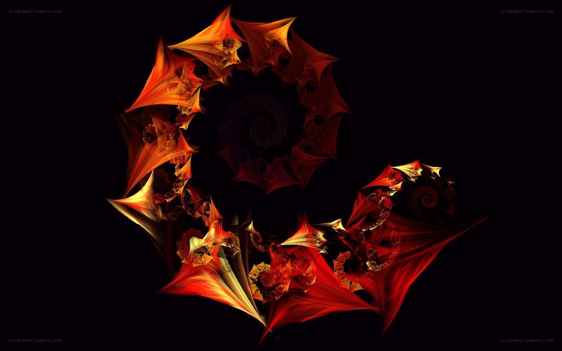 fractal art with red and orange patterns