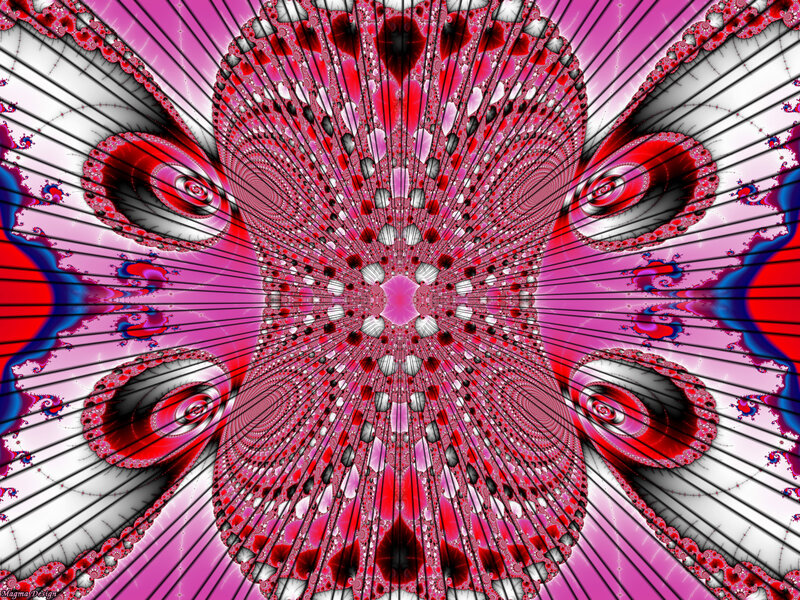 Fractal art with red and pink patterns