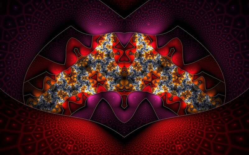 fractal art with red and purple patterns
