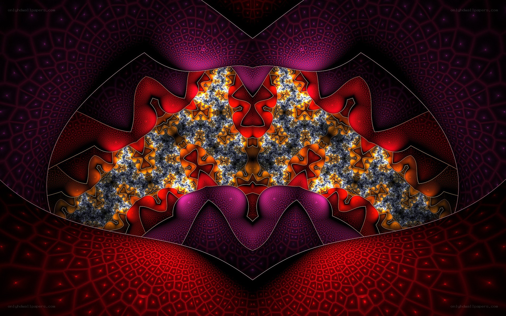 fractal art with red and purple patterns