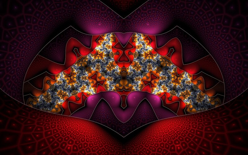 fractal art with red and purple patterns