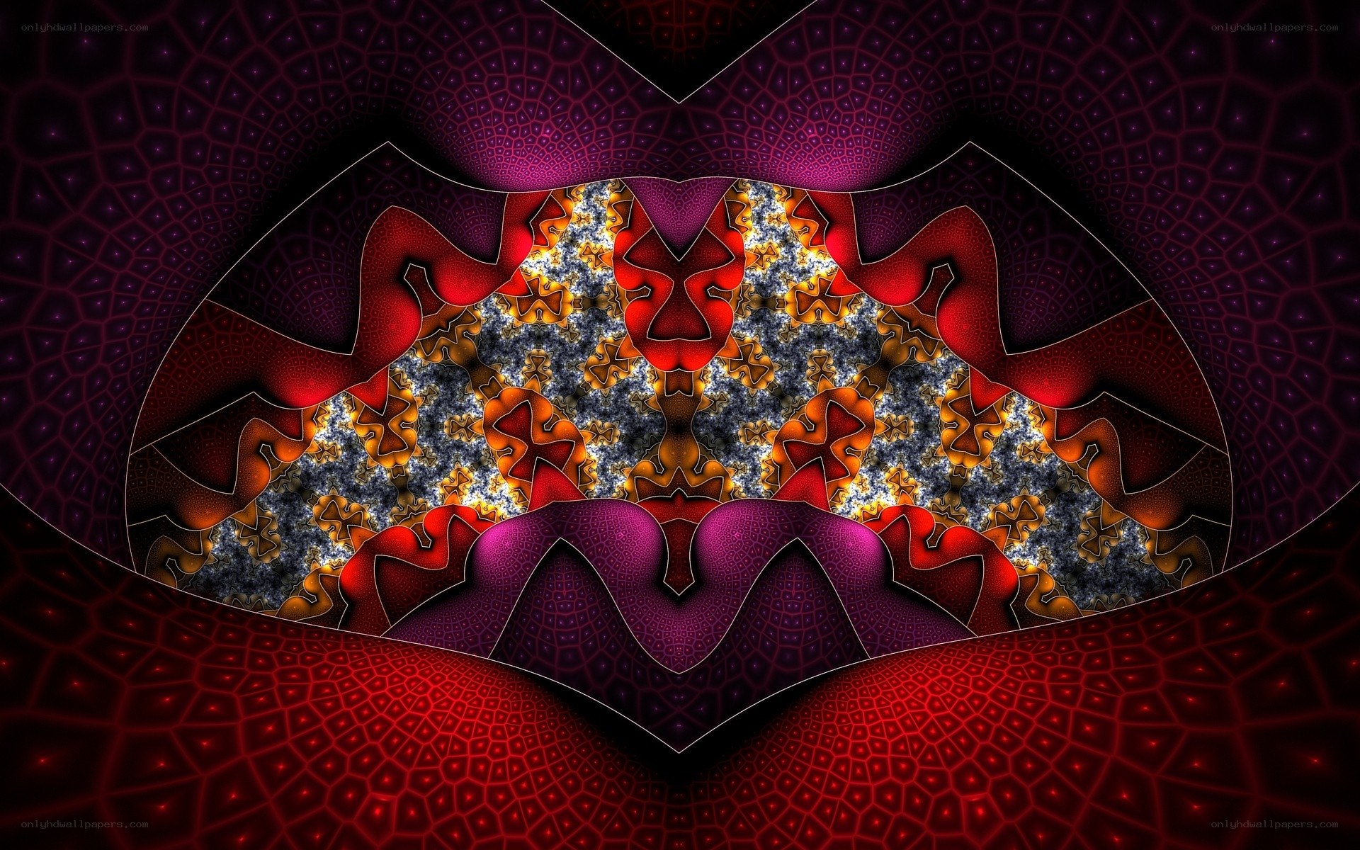fractal art with red and purple patterns