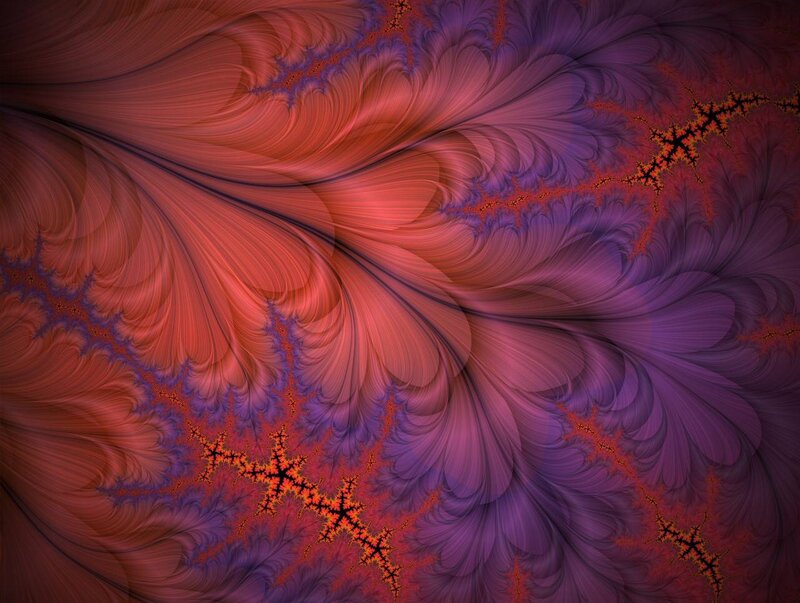 Fractal art with red and purple swirls